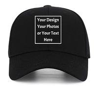 Casquette de baseball réglable avec logo de texte personnalisé, Noir, M