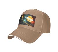 Casquette de baseball réglable avec système solaire Jupiter Saturne Imprimé neutre Convient toute l'année, Naturel, taille unique