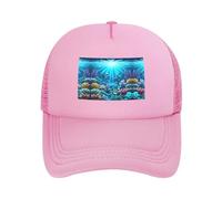 Casquette de baseball réglable en maille avec imprimé sous-marin Coral Rays - Unisexe - Pour la course à pied et la pêche, Rose, taille unique