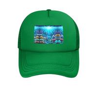 Casquette de baseball réglable en maille avec imprimé sous-marin Coral Rays - Unisexe - Pour la course à pied et la pêche, Vert, taille unique