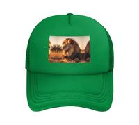 Casquette de baseball réglable en maille avec motif lion d'Amérique du Nord - Unisexe - Pour la course à pied et la pêche, Vert, taille unique