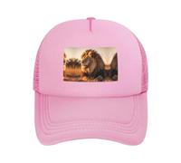 Casquette de baseball réglable en maille avec motif lion d'Amérique du Nord - Unisexe - Pour la course à pied et la pêche, Rose, taille unique