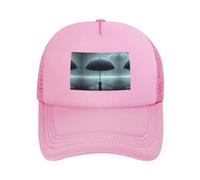 Casquette de baseball réglable en maille avec motif parapluie noir sous la pluie - Unisexe - Pour la course à pied et la pêche, Rose, taille unique