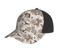 Casquette de baseball réglable pour homme et femme, motif cerf, ours, renard, hibou, lapin, oiseau, arbre, casquette de baseball pour homme et femme, papa, camionneur, noir