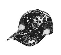 Casquette de baseball réglable pour homme et femme Motif peinture à l'huile, Tête de mort punk blanche, taille unique
