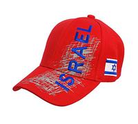 Casquette de baseball rouge brodée Israël avec drapeau israélien