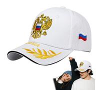 Casquette de Baseball Russe - Coton, Dessus Rond Réglable, Drapeau National Broderie Drapeau National, Bord Froncé, Casquette de Camping-Trucker | Excursions de Pêche, Sentiers de Randonnée, Pistes
