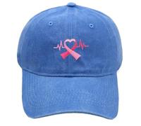 Casquette De Baseball Sensibilisation Cancer du Sein Rose Octobre Casquettes pour La Sensibilisation Cancer du Sein Brodées Casquettes De Sport en Plein Air Chapeau De Visière (Sky Blue, One Size)