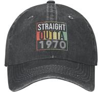 Casquette de Baseball Snapback Chapeau Soleil pour la Chaleur Mode Unisexe Coton Straight Outta Born in 1970 Adulte Réglable Papa Femmes Hommes Hip Hop Cadeau d'anniversaire Hommes Femmes