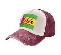 Casquette de Baseball Snapback Respirante Brodée du Drapeau de São Tomé-et-Príncipe,pour Les Sports de Plein Air comme Le Golf,la Course à Pied,la Pêche,Les Voyages et la Plage. Dark Red One Size