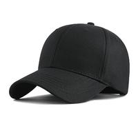 Casquette de baseball surdimensionnée XXL en coton - Couleur unie - Grande taille - Réglable de 58,4 à 64,8 cm, noir, XX-Large