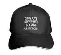 Casquette De Baseball Tips on How to Talk to Me Please Dont Black Baseball Cap Vintage Casquettes De Golf Adjustable Bord Plat Casquettes pour Outdoo Randonnée Running