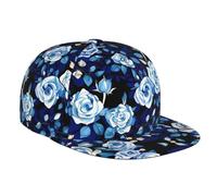 Casquette de baseball unisexe à motif floral bleu avec imprimé roses - Chapeau de sport élégant - Ventilation anti-transpiration - Usage quotidien