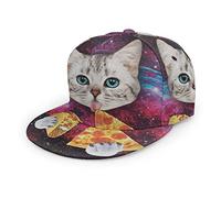 Casquette de Baseball Unisexe à visière Plate réglable pour Homme et Femme, Motif Chat et Chaton Galaxy Space Eat Taco Pizza, Style Hip-hop