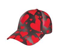 Casquette de baseball unisexe avec motif cœurs rouges et feux d'artifice, casquette de baseball réglable d'été pour homme et femme, Noir , Taille unique