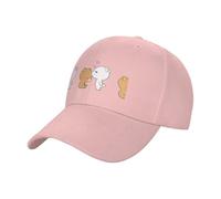 Casquette de baseball unisexe en coton avec imprimé ours marron et blanc - Chapeau de soleil réglable - Style vintage et moderne pour adultes, rose, Taille unique