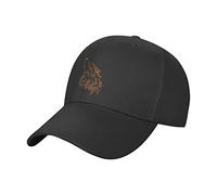 Casquette de baseball unisexe en coton avec tête de loup - Taille réglable, Noir , taille unique