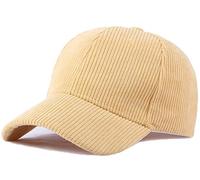 Casquette de baseball unisexe en velours côtelé vintage, couleur unie, réglable, pour voyage en plein air, A jaune, Taille unique