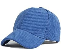 Casquette de baseball unisexe en velours côtelé vintage, couleur unie, réglable, pour voyage en plein air, A bleu., Taille unique