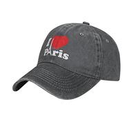 Casquette De Baseball Unisexe I Love Paris Classique Casquette Hat Anti-Soleil Chapeau Soleil Unisexe Trucker Cap pour Sports Tennis Voyage