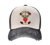 Casquette de baseball unisexe Jovi Rock Band Bon avec blocage des couleurs, sangle à boucle réglable, casquette de camionneur en denim délavé pour hommes et femmes, T-9, Taille unique