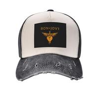 Casquette de baseball unisexe Jovi Rock Band Bon avec blocage des couleurs, sangle à boucle réglable, casquette de camionneur en denim délavé pour hommes et femmes, T-29, Taille unique