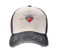 Casquette de baseball unisexe Jovi Rock Band Bon avec blocage des couleurs, sangle à boucle réglable, casquette de camionneur en denim délavé pour hommes et femmes, T-16, Taille unique