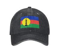 Casquette de Baseball Unisexe Nouvelle-Calédonie, Style Classique, en Denim délavé, avec Drapeau néo-calédonien. Visière incurvée Classique, Boucle métallique réglable. Convient pour Un usag