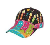 Casquette de baseball unisexe réglable avec inscription « Happy Birthday » - Pour sports de plein air - Noir