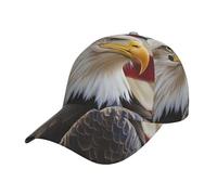 Casquette de baseball unisexe réglable avec motif aigle chauve américain pour le sport en plein air, noir, noir, taille unique
