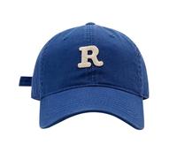 Casquette de baseball Unstructu pour homme avec lettre R - Chapeau de baseball solide avec langue de canard, bleu, taille unique