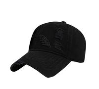 Casquette de baseball vieillie pour homme et femme - En coton délavé - Profil réglable - Casquettes et chapeaux en laine pour homme, Noir , Taille unique