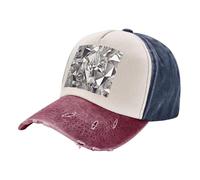 Casquette de baseball vintage à imprimé losanges lavée vieillie chapeau réglable convient à la plupart des gens, marine et rouge, taille unique