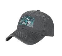 Casquette de baseball vintage à motif floral bleu sarcelle gris et blanc - Chapeau de golf pour homme et femme - Visière réglable
