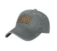 Casquette de baseball vintage en coton délavé avec imprimé léopard rugueux, chapeau en jean vieilli réglable pour homme et femme, gris, Taille unique