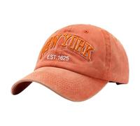 Casquette de baseball vintage en denim délavé avec lettres brodées Unisexe Style New York Dad Hat 1350 United Hats, Orange, Taille unique