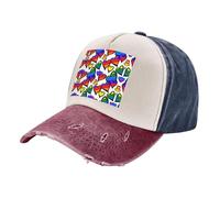 Casquette de baseball vintage réglable avec imprimé cœurs de la Gay Pride arc-en-ciel, Bleu marine et rouge, taille unique