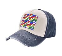 Casquette de baseball vintage réglable avec imprimé cœurs de la Gay Pride arc-en-ciel, Bleu marine, taille unique