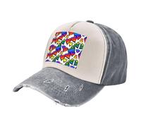 Casquette de baseball vintage réglable avec imprimé cœurs de la Gay Pride arc-en-ciel, Gris, taille unique