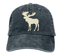 Casquette de baseball vintage réglable en sergé uni pour homme femme garçon fille, Moose Buffalo Bleu marine, Taille unique