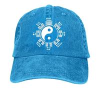 Casquette de baseball vintage réglable en sergé uni pour homme femme garçon fille, Tai Chi Yin Yang Zen Taoïsme Bleu, Taille unique