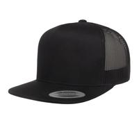 Casquette de camionneur Flexfit - Noir - Taille unique - Panneaux arrière maillés - Visière plate