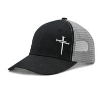 Casquette de camionneur pasteur chrétien cadeau pour homme et femme, casquette de baseball brodée Jésus croix, Noir + maille grise, Taille unique