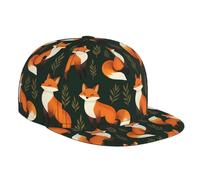 Casquette de camionneur plate pour homme et femme - Réglable - Imprimé renard - Casquette de baseball plate - Noir