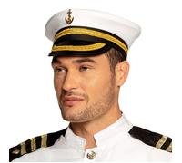 CASQUETTE DE CAPITAINE BLANC NOIR MARIN ADULTE