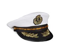 Casquette de capitaine, lot de 2, femmes & hommes, taille unique, chapeau de carnaval, couvre-chef officier, blanc/noir