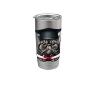 Casquette de cérémonie de remise de diplôme avec chat exotique à poil court Gobelet isotherme en acier inoxydable double paroi