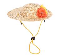 Casquette de Chiot de Chapeau de Paille pour Animaux avec des Fleurs colorées pour Les décorations de Costumes de fête (M)