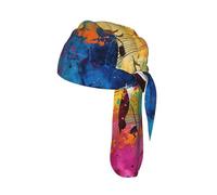 Casquette de cyclisme légère à séchage rapide Motif tête de mort avec notes de musique colorées Taille unique