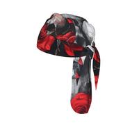 Casquette de cyclisme légère à séchage rapide Motif tête de mort et rose rouge Taille unique